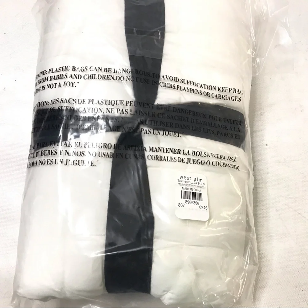West Elm Tencel Plush Comforter Sham Standard Size White Pillow Sham New